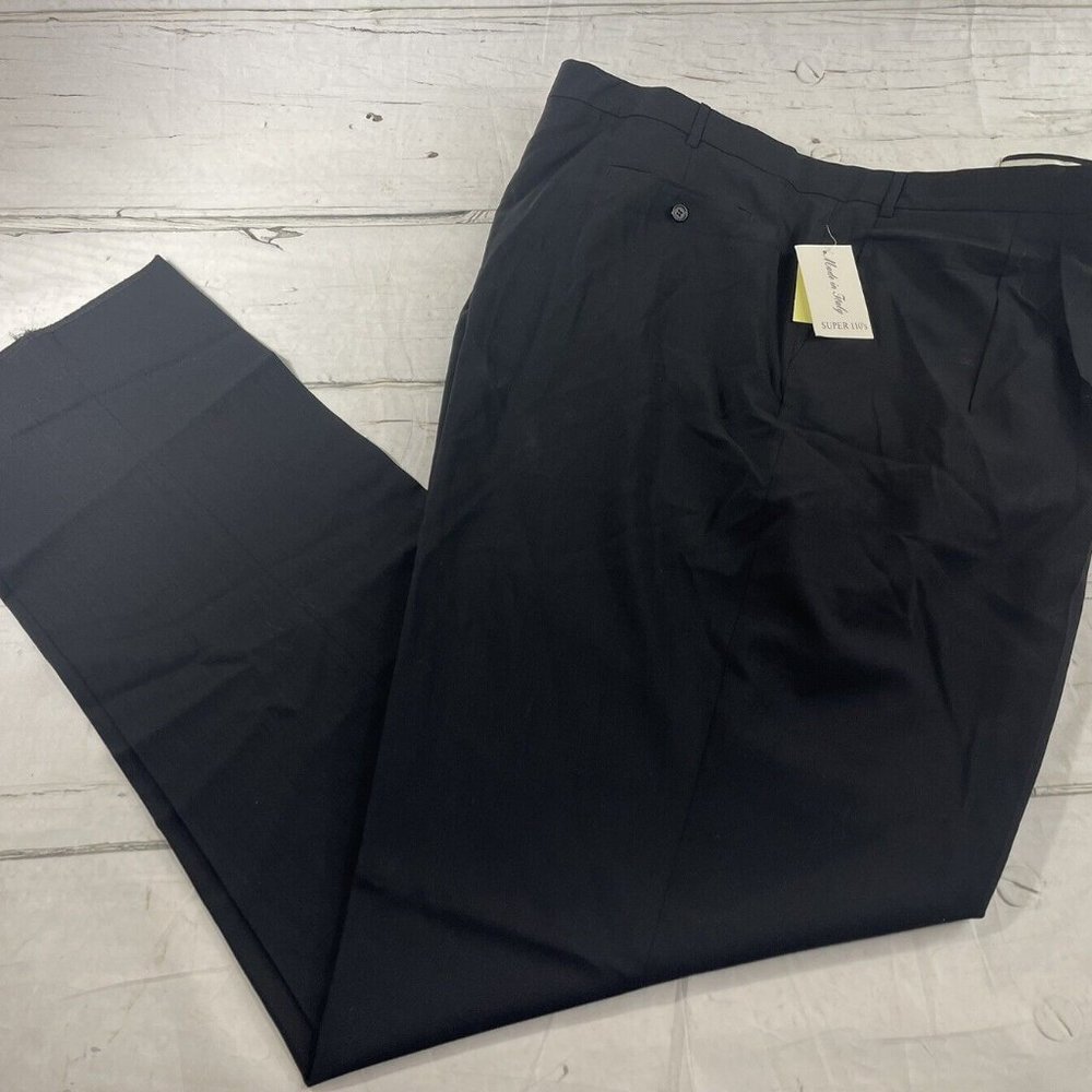 Luca DiMarco Mens Luxury Wool Black Pants 60 Pleated Unhemmed Italy NWT $165